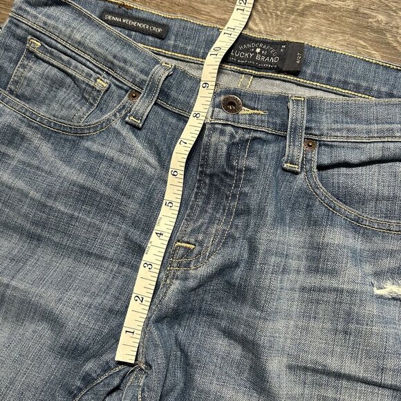 Lucky Brand Jeans 27/4 Sienna Weekender Straight Leg Crop Medium Wash Distressed - Picture 3 of 9
